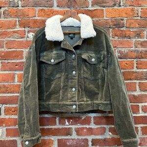 Able Olive Corduroy Jacket with Sherpa Collar